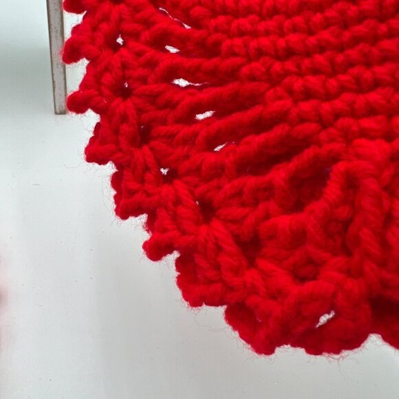 Vintage Handmade Crochet Strawberry Potholder Red Green Set of 2 handmade - Picture 5 of 6